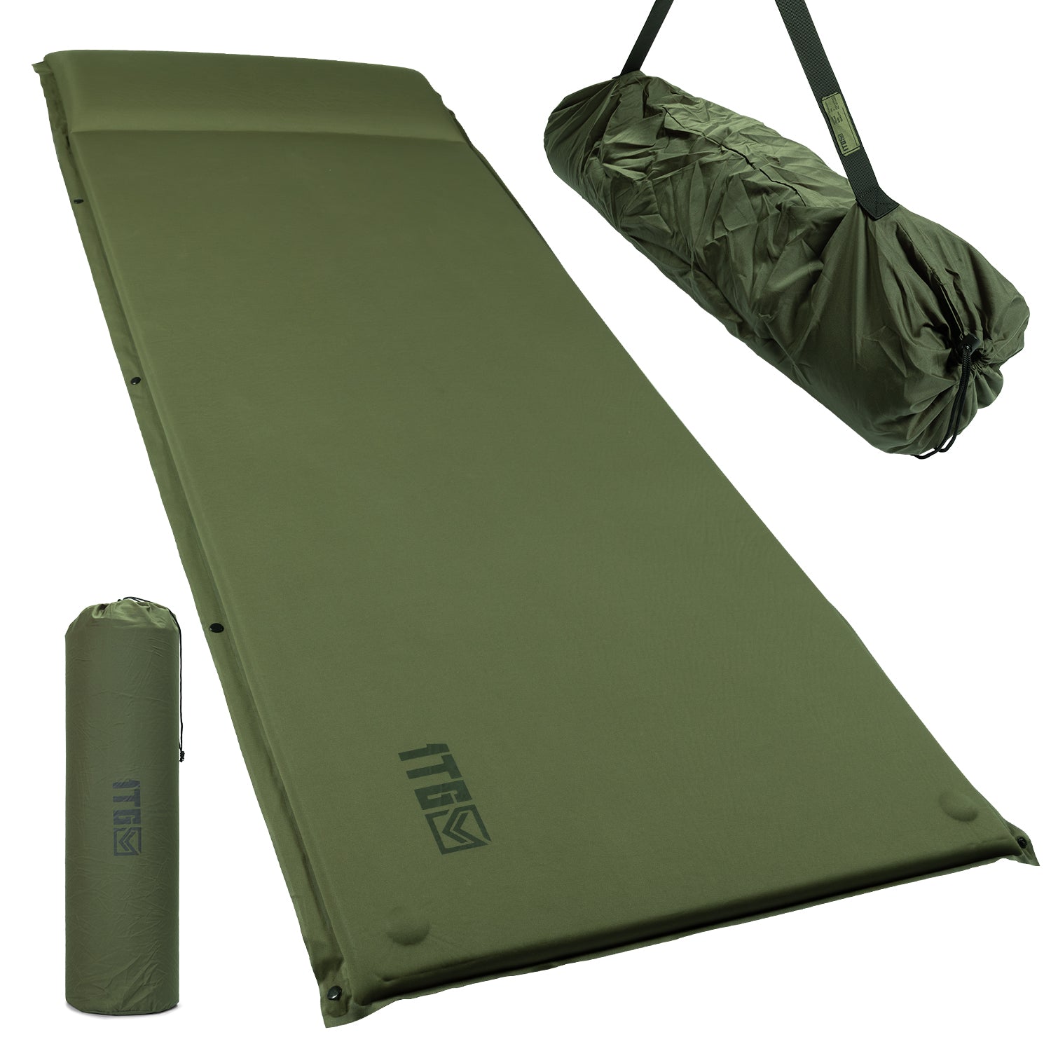 Self Inflating Camping Mat, Sleeping Pad with Pillow, Ultralight Sleeping Mat No Air Pump Needed Built-in Dual Valves Camping Mattress for Outdoor Camping, Backpacking, Hiking, Traveling, Coyote Brown